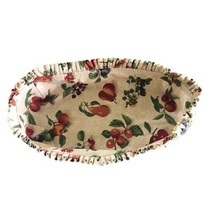 Longaberger Fruit Medley Pleated Bread Basket Liner Rectangle 14” Country Home